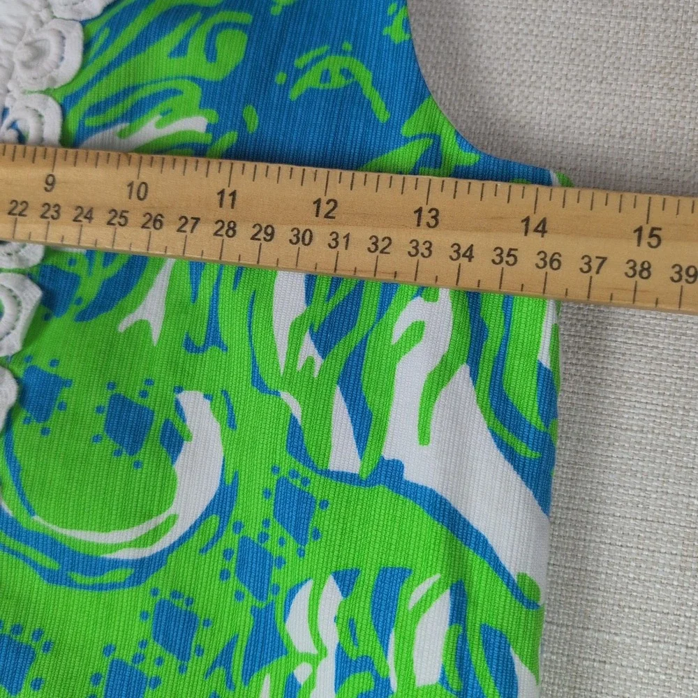 Lilly Pulitzer Girls 10 First Impression Lion Shift Dress Green Blue Lace Tie